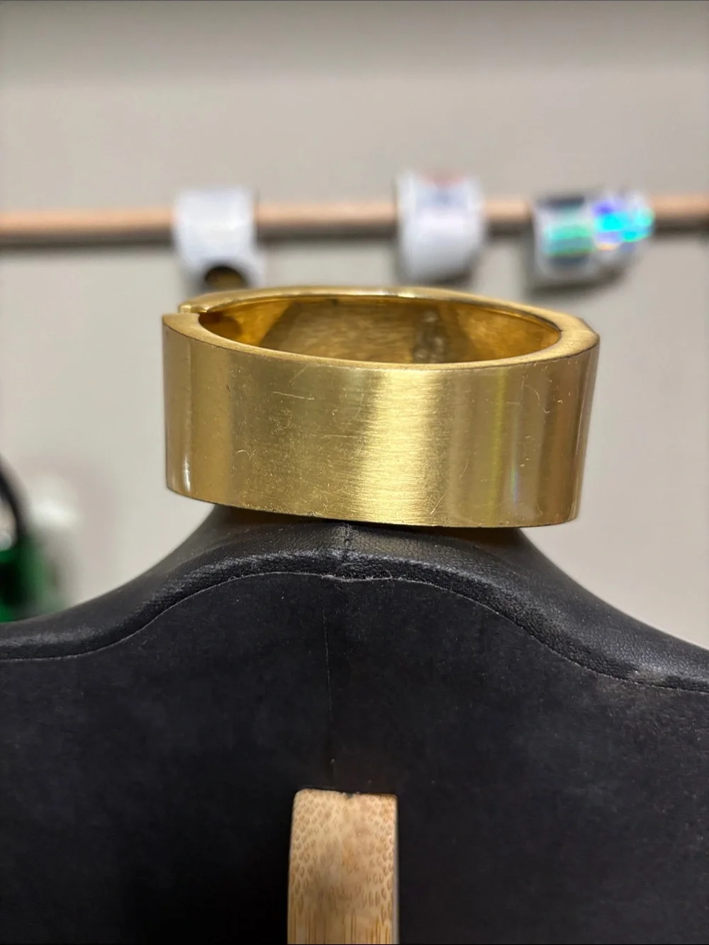 Gold Faceted Statement Bangle Bracelet